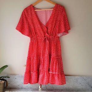 Red hot flowy dress